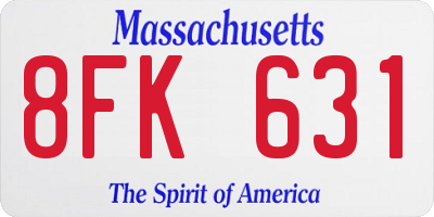 MA license plate 8FK631