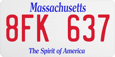 MA license plate 8FK637
