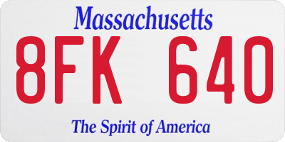 MA license plate 8FK640