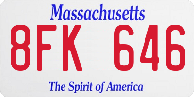 MA license plate 8FK646