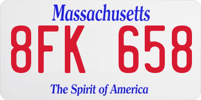 MA license plate 8FK658