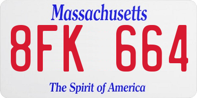 MA license plate 8FK664