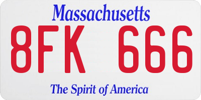 MA license plate 8FK666