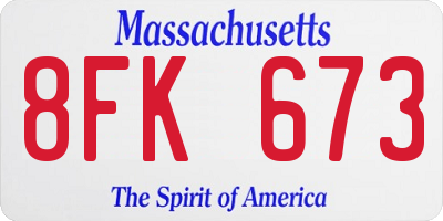 MA license plate 8FK673