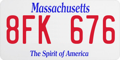 MA license plate 8FK676