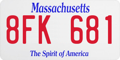 MA license plate 8FK681