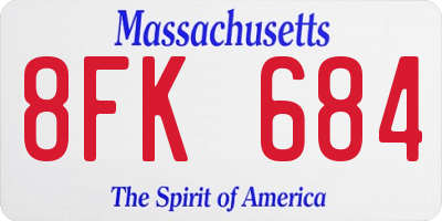 MA license plate 8FK684