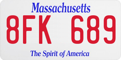 MA license plate 8FK689