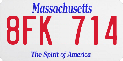 MA license plate 8FK714