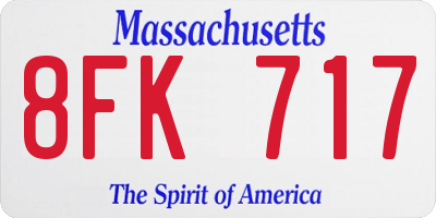 MA license plate 8FK717