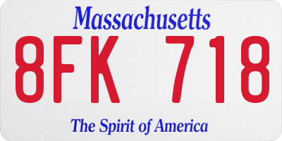 MA license plate 8FK718