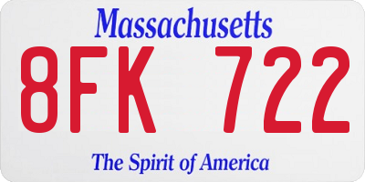 MA license plate 8FK722