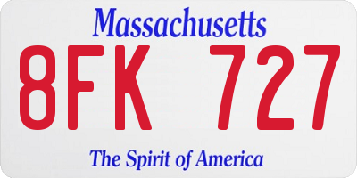 MA license plate 8FK727