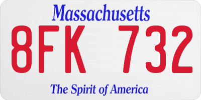 MA license plate 8FK732