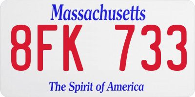 MA license plate 8FK733