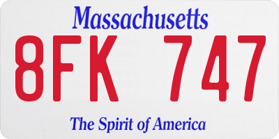 MA license plate 8FK747