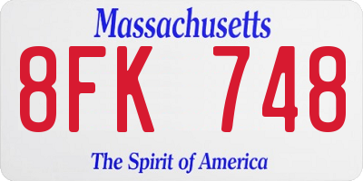 MA license plate 8FK748