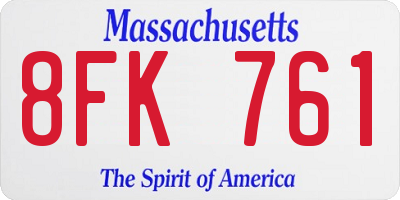 MA license plate 8FK761