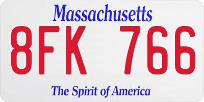 MA license plate 8FK766