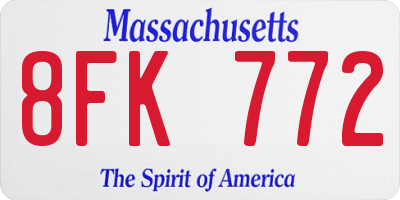 MA license plate 8FK772