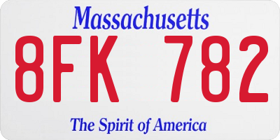 MA license plate 8FK782