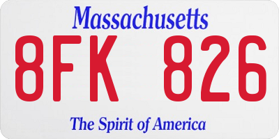 MA license plate 8FK826