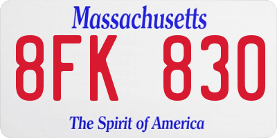 MA license plate 8FK830