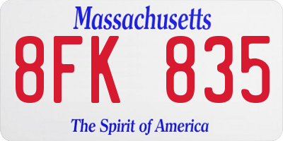 MA license plate 8FK835