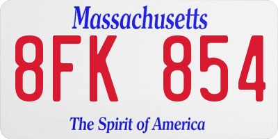 MA license plate 8FK854