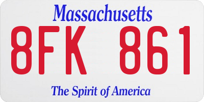 MA license plate 8FK861