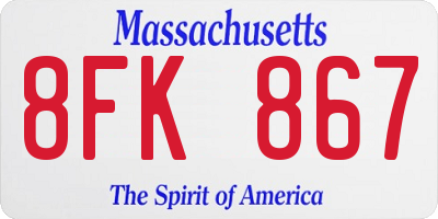 MA license plate 8FK867