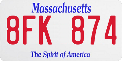 MA license plate 8FK874