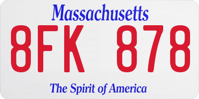 MA license plate 8FK878