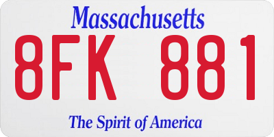 MA license plate 8FK881