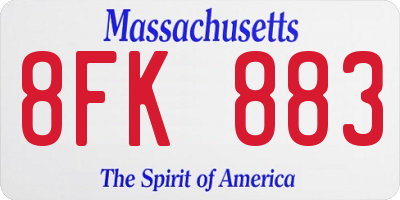 MA license plate 8FK883