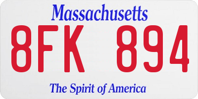 MA license plate 8FK894