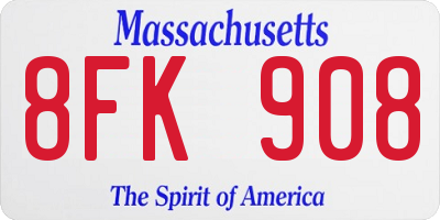 MA license plate 8FK908