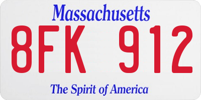 MA license plate 8FK912