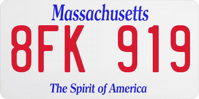 MA license plate 8FK919