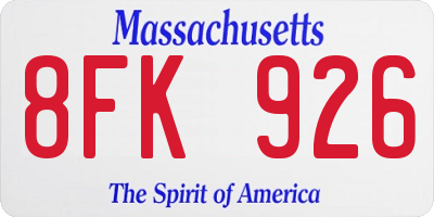 MA license plate 8FK926