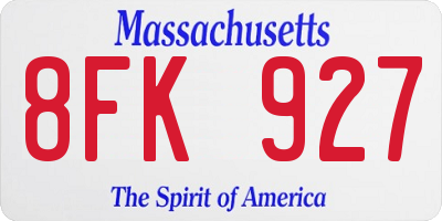 MA license plate 8FK927