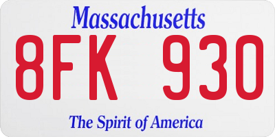 MA license plate 8FK930