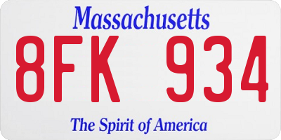 MA license plate 8FK934