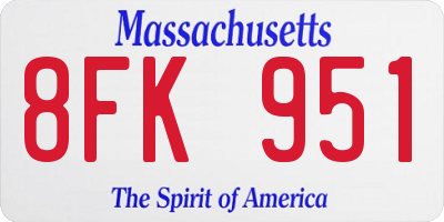 MA license plate 8FK951
