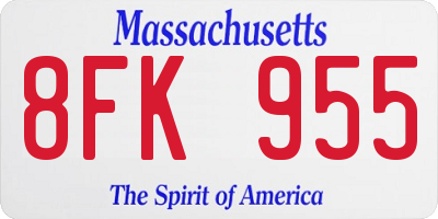 MA license plate 8FK955