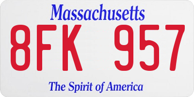 MA license plate 8FK957