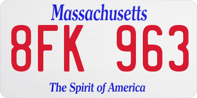MA license plate 8FK963