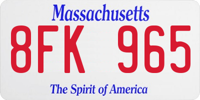 MA license plate 8FK965