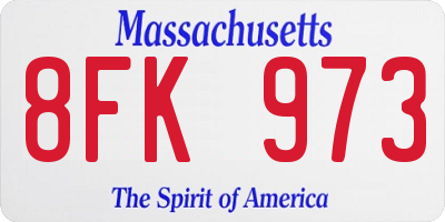 MA license plate 8FK973