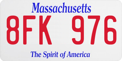 MA license plate 8FK976